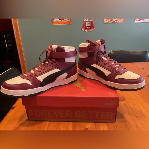 MEN’S PUMA BASKETBALL HIGH TOP SNEAKERS SZ 12 RBD GAME MAROON PURPLE BLACK WHITE - Picture 4 of 11